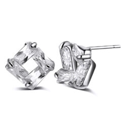 Vackra örhängen med strasskristaller - silver med abstrakt design