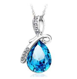 Vackert halsband - silver strass & blå sten