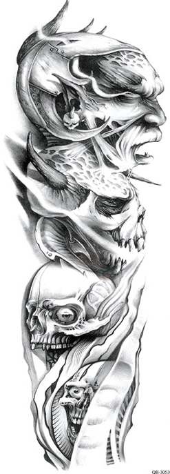 OBS! SE STORLEK! Tillfällig Tatuering - 46 x 17 cm - demoner
