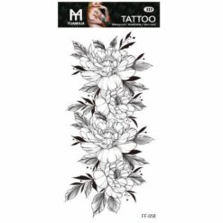 Tillfällig Tatuering 19 x 9cm - Fyra svartvita blommor