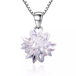 Silverfärgat is boll halsband med kedja och vit strass