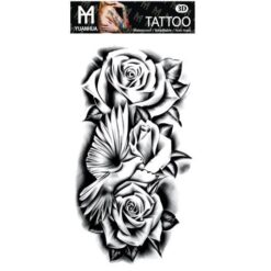 Tillfällig Tatuering 19 x 9cm - 3 rosor m duva