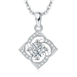 Silverfärgat romb halsband med kedja och strass