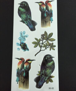 Tillfällig Tatuering 19 x 9cm - 3D fåglar