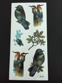 Tillfällig Tatuering 19 x 9cm - 3D fåglar