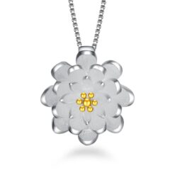Silverfärgat blomhalsband med kedja och guld inslag