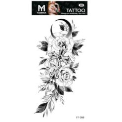Tillfällig Tatuering 19 x 9cm - Blombunt med kors och måne