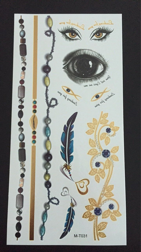 Tillfällig Tatuering 19 x 9cm - Metallfärg - diverse smycken