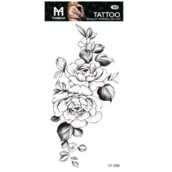 Tillfällig Tatuering 19 x 9cm - Blommor & blad, svartvit