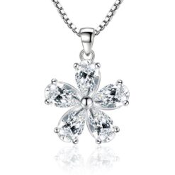 Silverfärgat blomhalsband med kedja och strass