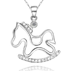 Silverfärgat hästhalsband med kedja och strass