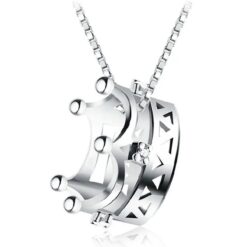 Silverfärgat kron halsband med kedja och vit strass