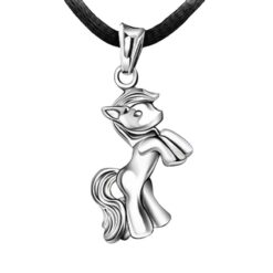 Silverfärgat pony halsband med kedja