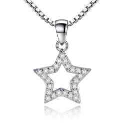 Silverfärgat stjärnhalsband med kedja och vit strass