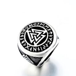 Ring - Nordisk Mytologi - Valknut med runor #7