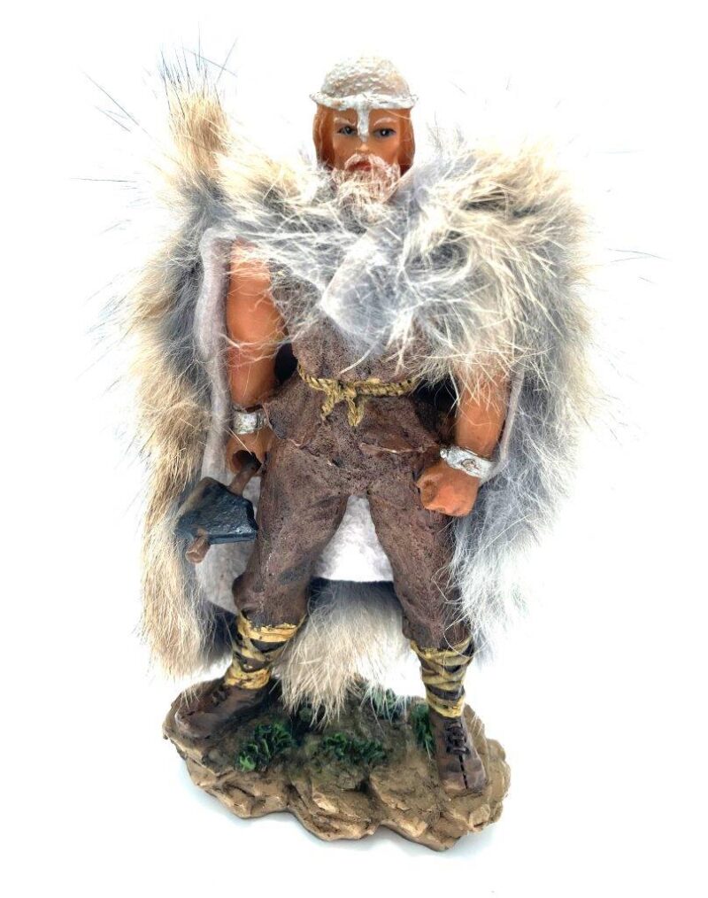 Viking krigare handmålad figur yxa