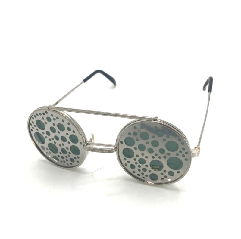 Runda solglasögon silver med svart lins och metallgaller cirklar