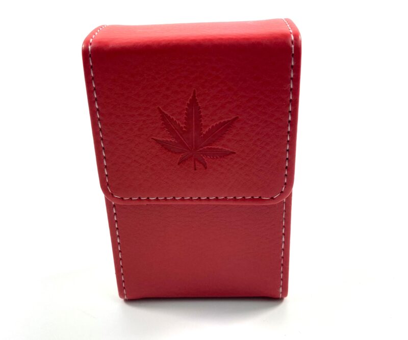 Belt Cigarette case - Röd präglat löv