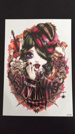 Tillfällig Tatuering 21 x 15cm - Goth doll