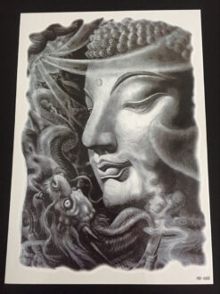 Tillfällig Tatuering 21 x 15cm -Spiritual Black & Grey