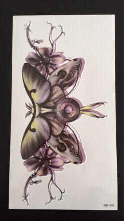 Tillfällig Tatuering 19 x 9cm - fjäril djurskallar