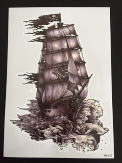 Tillfällig Tatuering 21 x 15cm - sjörövarskepp
