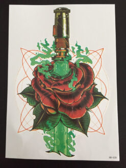 Tillfällig Tatuering 21 x 15cm - lasersvärd genom ros