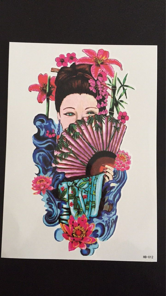Tillfällig Tatuering 21 x 15cm - geisha