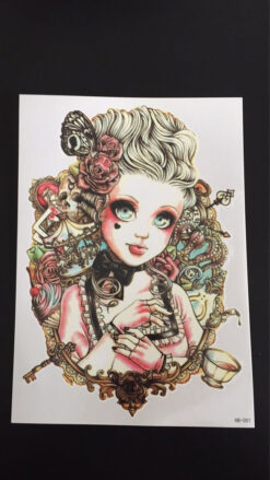 Tillfällig Tatuering 21 x 15cm - tjej docka