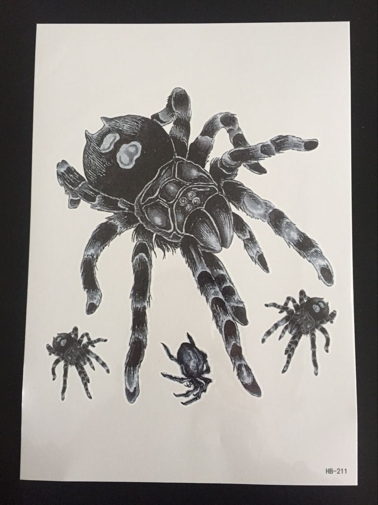 Tillfällig Tatuering 21 x 15cm - tarantula