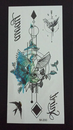 Tillfällig Tatuering 19 x 9cm - fågelmönster