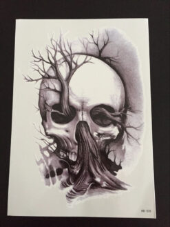 Tillfällig Tatuering 21 x 15cm - dödskalle med träd