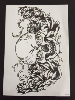 Tillfällig Tatuering 21 x 15cm - Skull & Roses