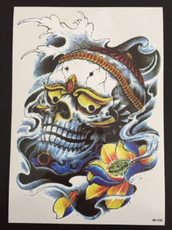 Tillfällig Tatuering 21 x 15cm - Lotus Skull