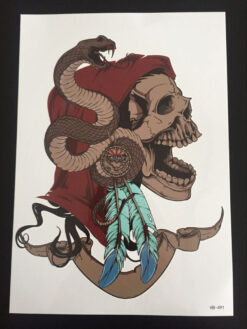 Tillfällig Tatuering 21 x 15cm - Native american Skull