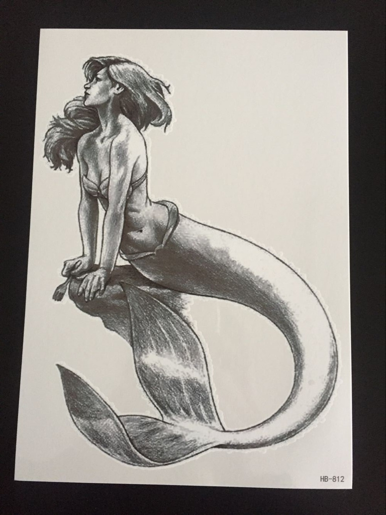Tillfällig Tatuering 21 x 15cm - sjöjungfru