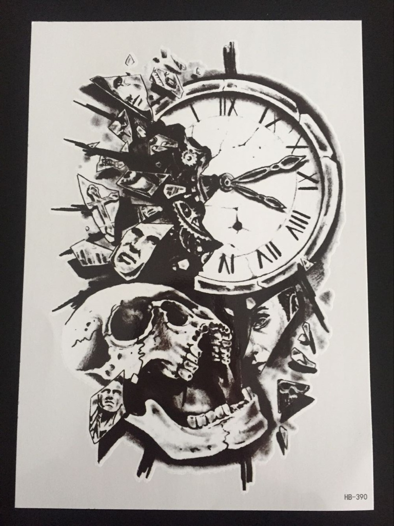 Tillfällig Tatuering 21 x 15cm - ur dödskalle