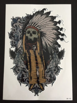 Tillfällig Tatuering 21 x 15cm - Native american chief scull