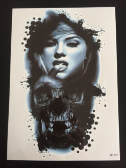 Tillfällig Tatuering 21 x 15cm -Woman & Skull