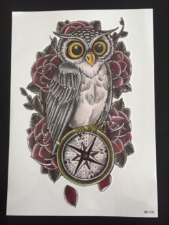 Tillfällig Tatuering 21 x 15cm - uggla - owl