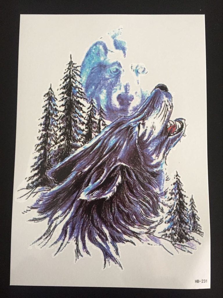 Tillfällig Tatuering 21 x 15cm - wolf