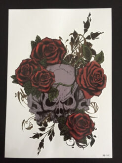 Tillfällig Tatuering 21 x 15cm - sculls and roses