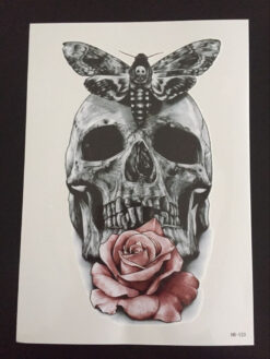 Tillfällig Tatuering 21 x 15cm - Rose Skull