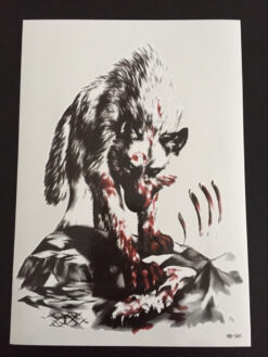 Tillfällig Tatuering 21 x 15cm - blodig varg