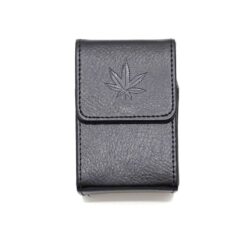 Belt Cigarette case - svart präglat löv
