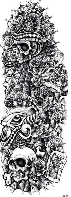 OBS STORLEK - 46 x 17 CM - Tatuering - snakes and sculls