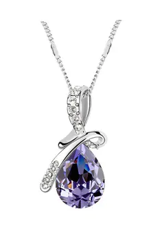 Vackert halsband - silver strass & lila sten