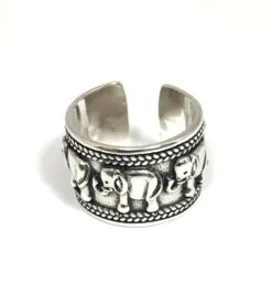 Äkta silverring, S 925, Elefanter