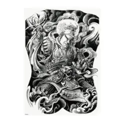 HEL RYGGTAVLA! Tillfällig Tatuering 48 x 34cm - krigare