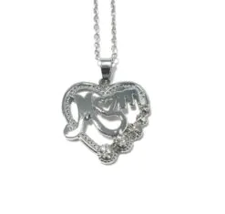 Vackert halsband: Mom med strass Silver